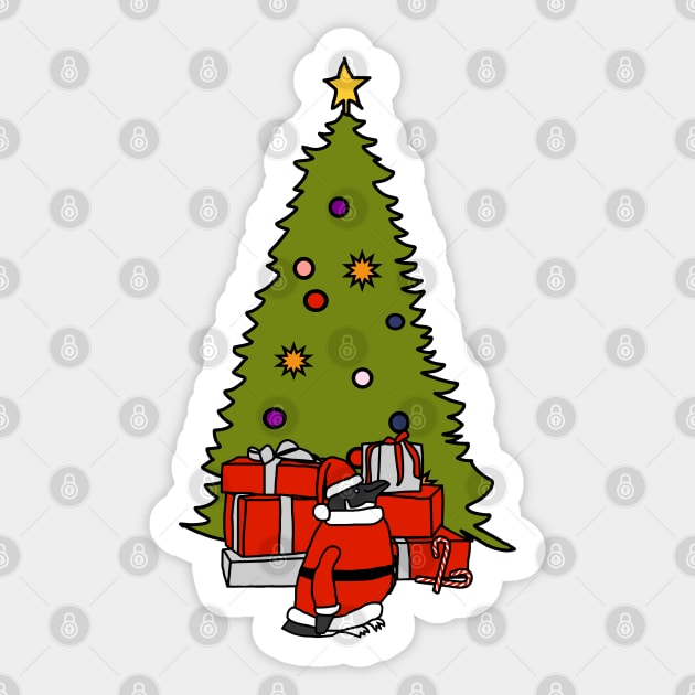 Santa Penguin and Christmas Tree Sticker by ellenhenryart